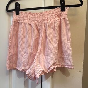 THE GREAT. Pink Striped Pajama Shorts